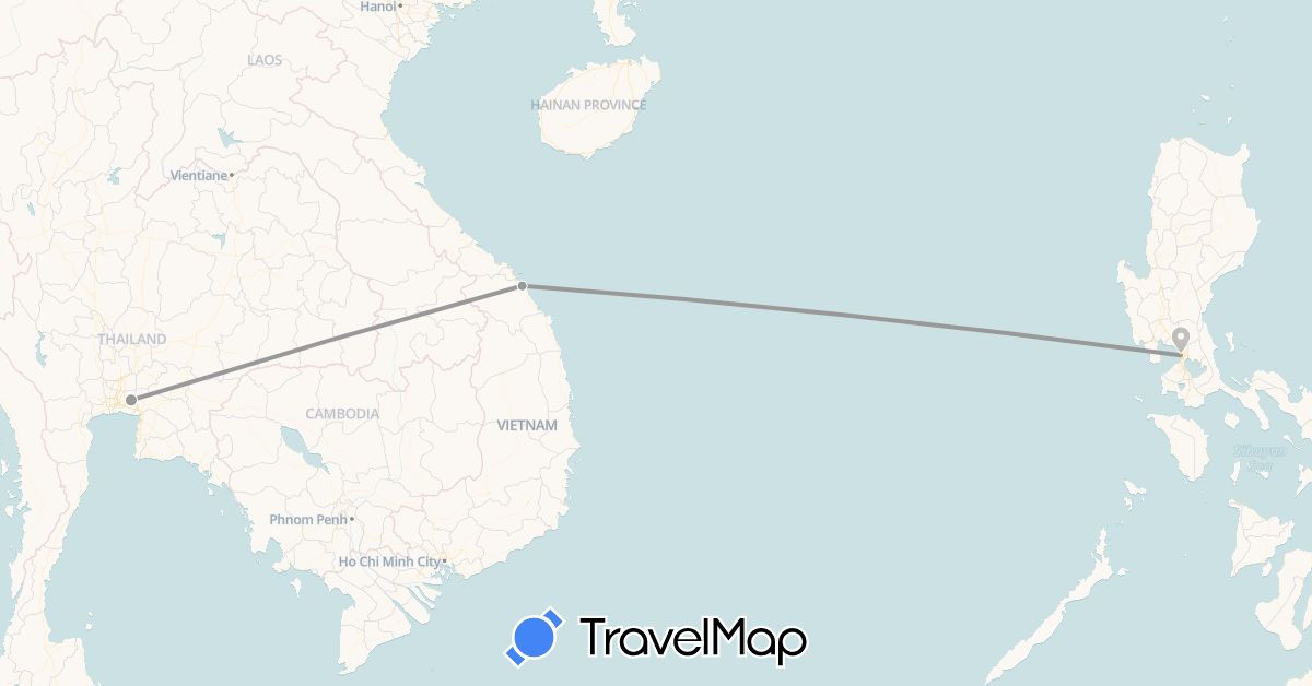 TravelMap itinerary: driving, plane in Philippines, Thailand, Vietnam (Asia)